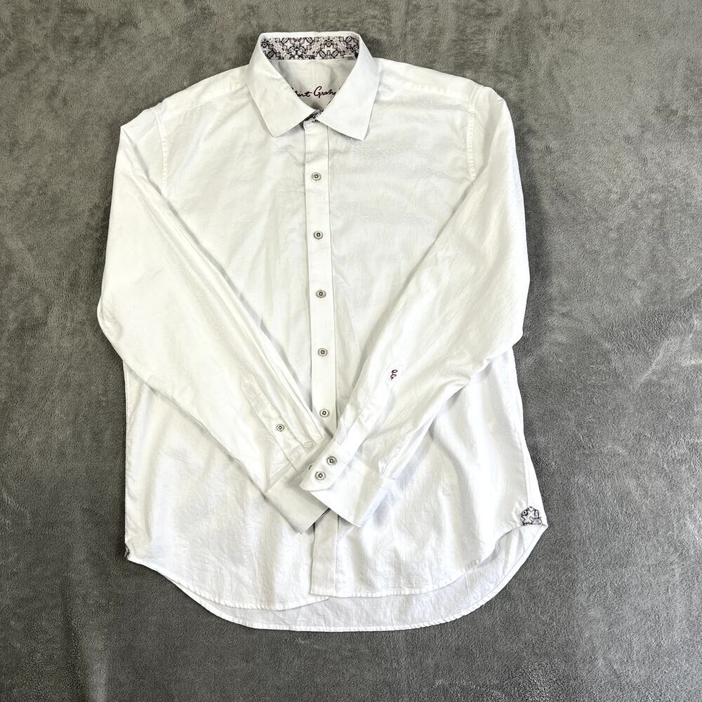 Robert Graham White Paisley Button Down Long Sleeve Men's XL 100% Cotton